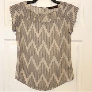 The Limited Cream and Black Chevron Blouse